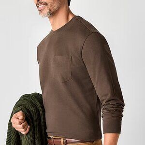 St. John's Bay Sueded Jersey Mens Crew Neck Long Sleeve T-Shirt - Brown Sz XL